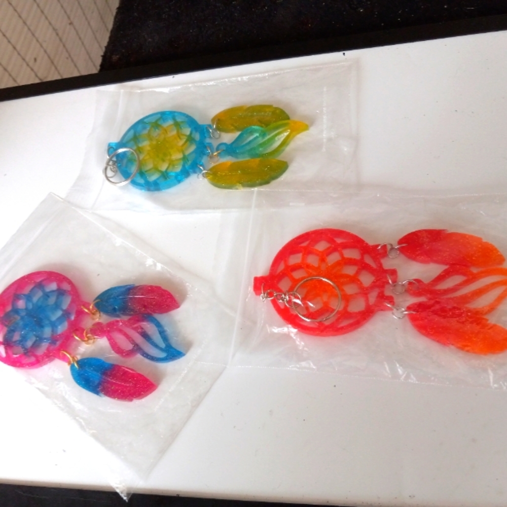 Handmade epoxy dream catcher keychains